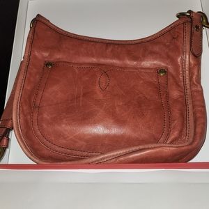 Frye Campus Rivet leather crossbody shoulder bag purse in burnt red